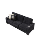 Modern Corduroy Fabric Sofa, 3 Seater Compressed Couch With Cup Holders