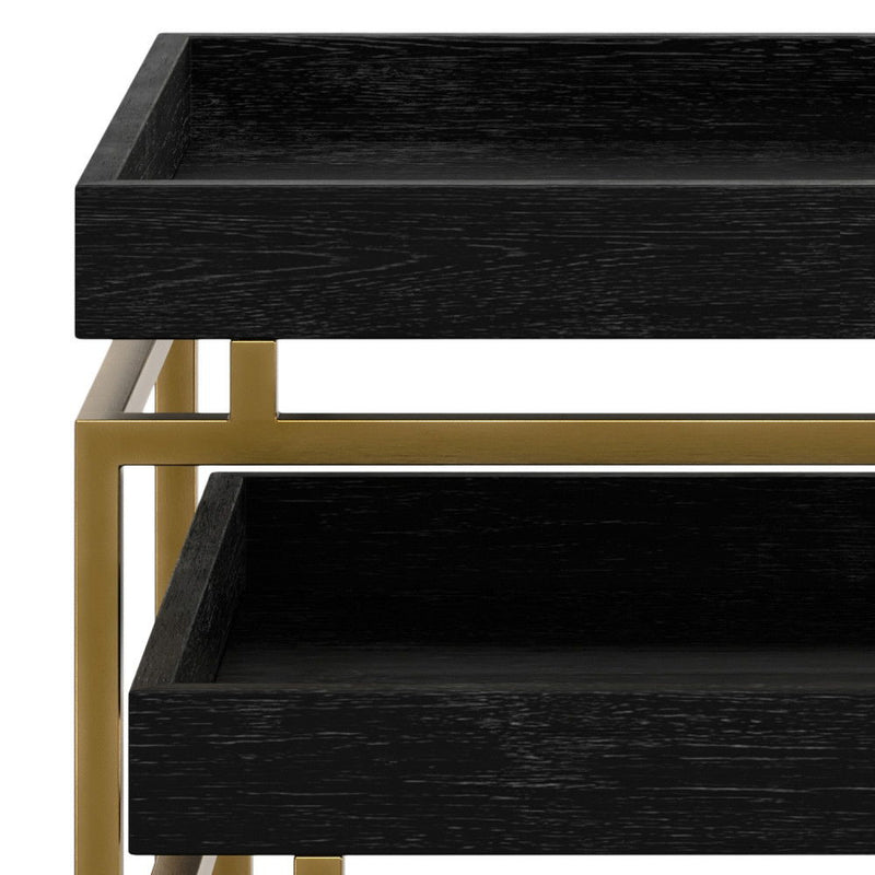 Macy - 2 Pieces Nesting Table - Black / Gold