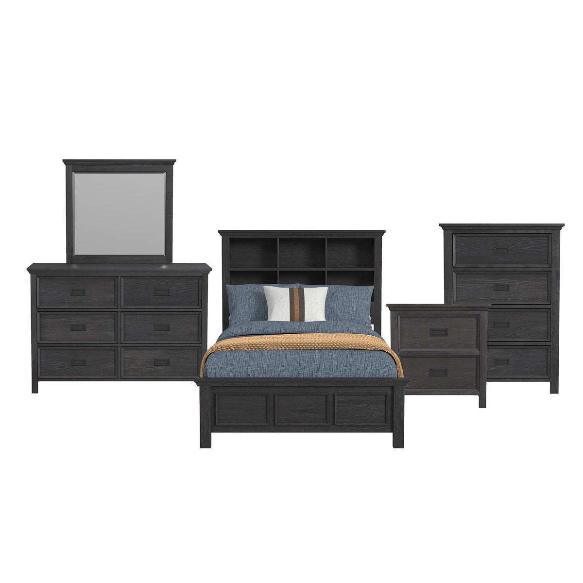 Hampton Kids Bookcase Bedroom Set in Black by Elements International, view 5
