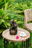 Decorative 3 Tier Water Fountain With Pot Design - Brown