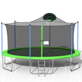 Trampoline For Adults & Kids With Basketball Hoop, Outdoor Trampolines With Ladder And Safety Enclosure Net For Kids And Adults