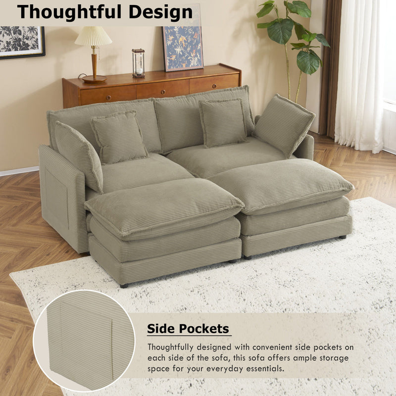 Modern Modular Sectional Sofa With Side Storage Pockets For Living Room