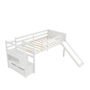 Twin Low Loft Bed with Stairs and Slide