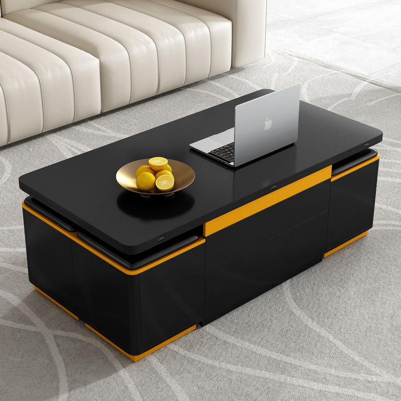 Multi Functional Adjustable Coffee Table With 4 Storage Stools