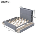 Full Size Platform Bed with Drawers and Storage Shelves, Gray