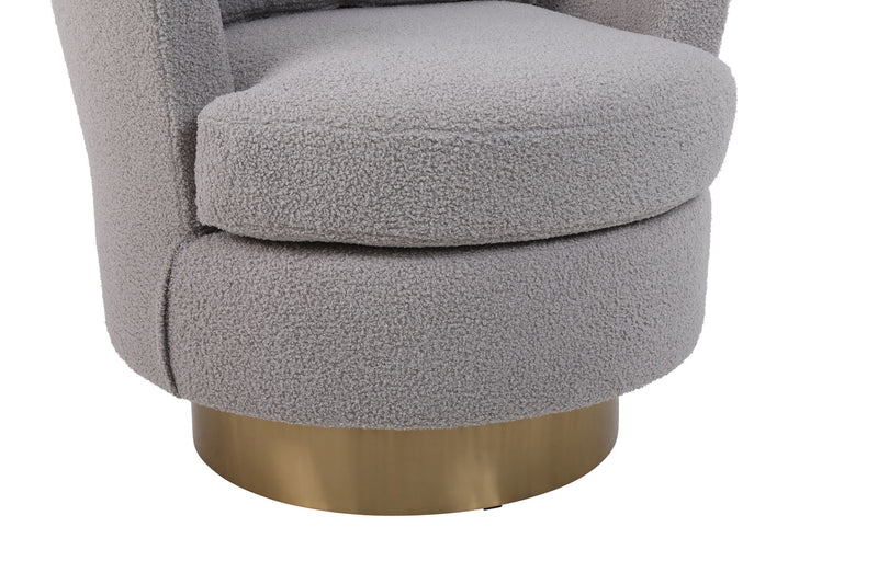 Barrel Chair, Swivel Accent Chairs Armchair For Living Room, Reading Chairs For Bedroom Comfy, Round Barrel Chairs With Gold Stainless Steel Base