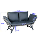 1 Pieces Patio Wicker Side Foldable Bench Patio Backyard Conversation Bench Gray Wicker - Dark Gray