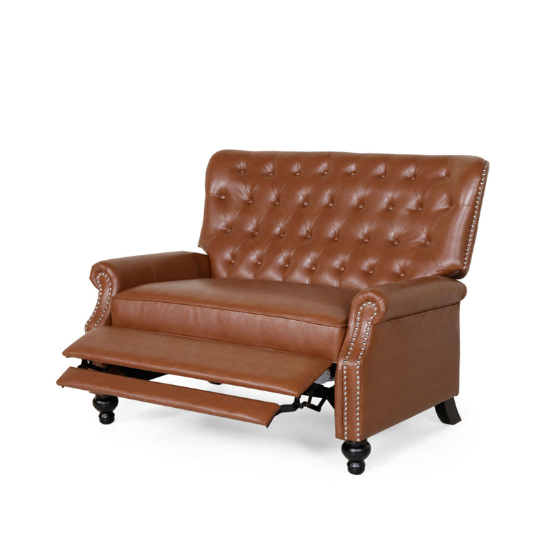 Oversize Faux Leather Recliner Chair - Light Brown