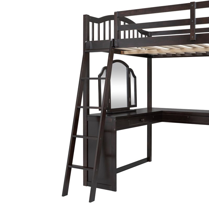Loft Bed With Drawers, Cabinet, Shelves With Desk