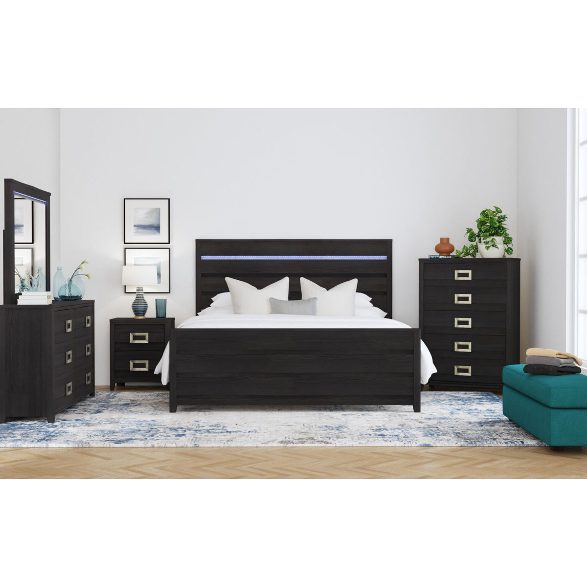 Tobias 5-Drawer Chest in Black by Elements International, view 9