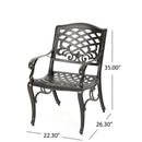Luminea - Outdoor Aluminum Dining Chair With Scroll Design, Lattice Pattern And Cabriole Legs - Bronze
