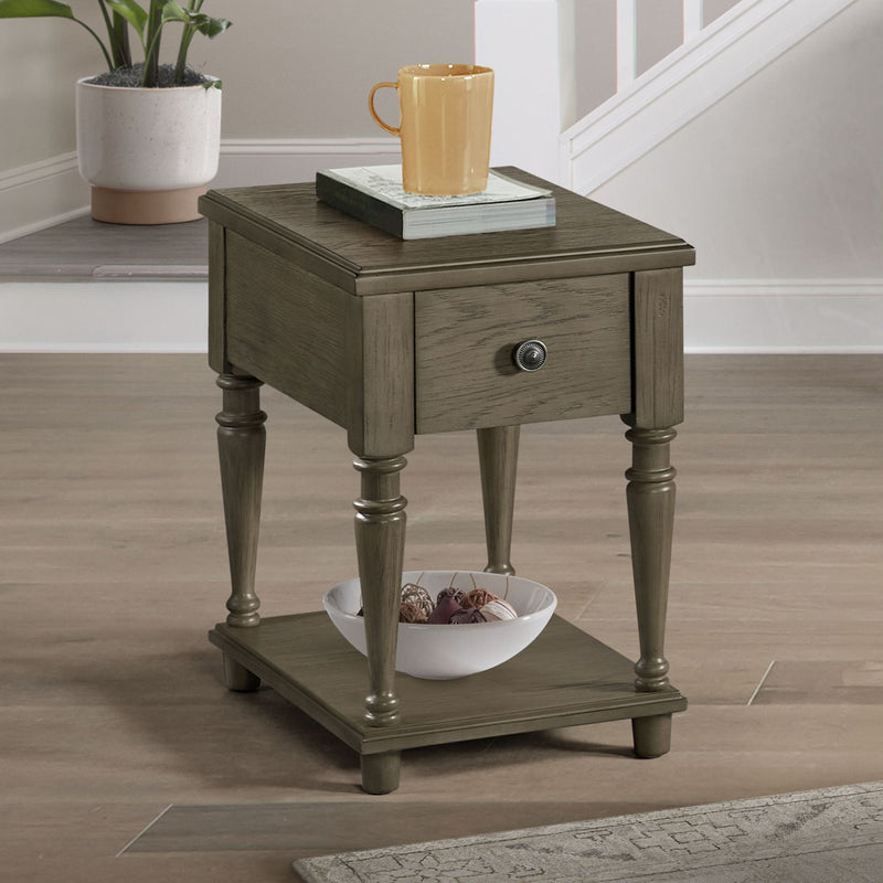 Kings Court - Chairside Table With USB - Gray