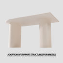 Modern Cream Style Dining Table With Round Wave Legs, 4 - 8 Person - Cream White