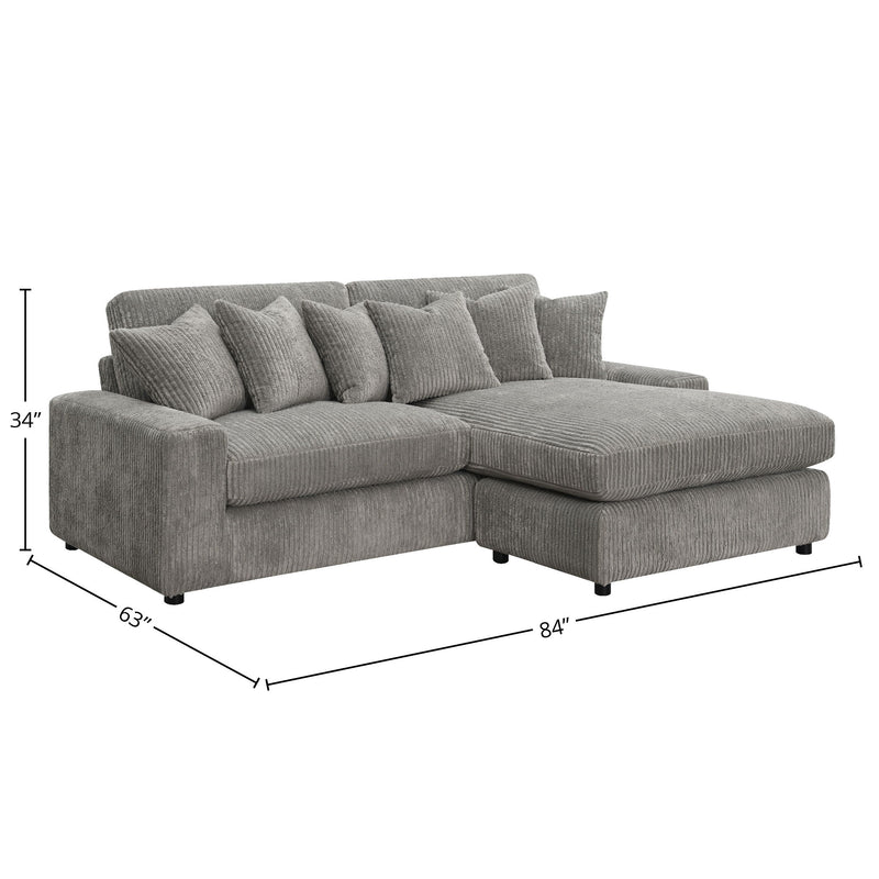 Tavia - Reversible Sectional Sofa With 6 Pillows - Gray