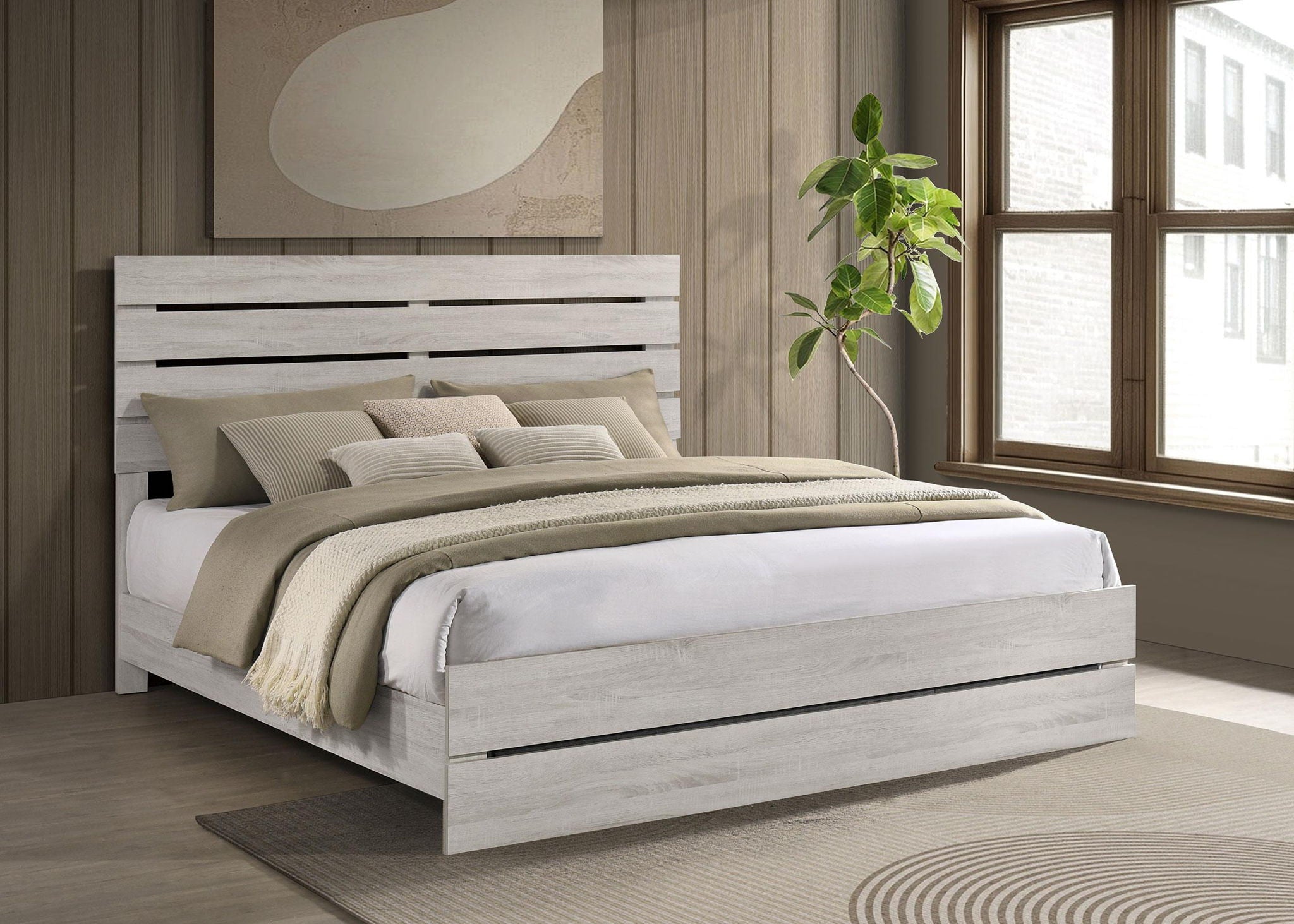 Brantford Wood Eastern King Panel Bed Coastal White