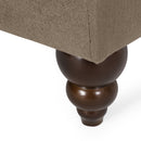 Upholstered Chaise Lounge With Scroll Arms, Turned Legs And 2 Pillows