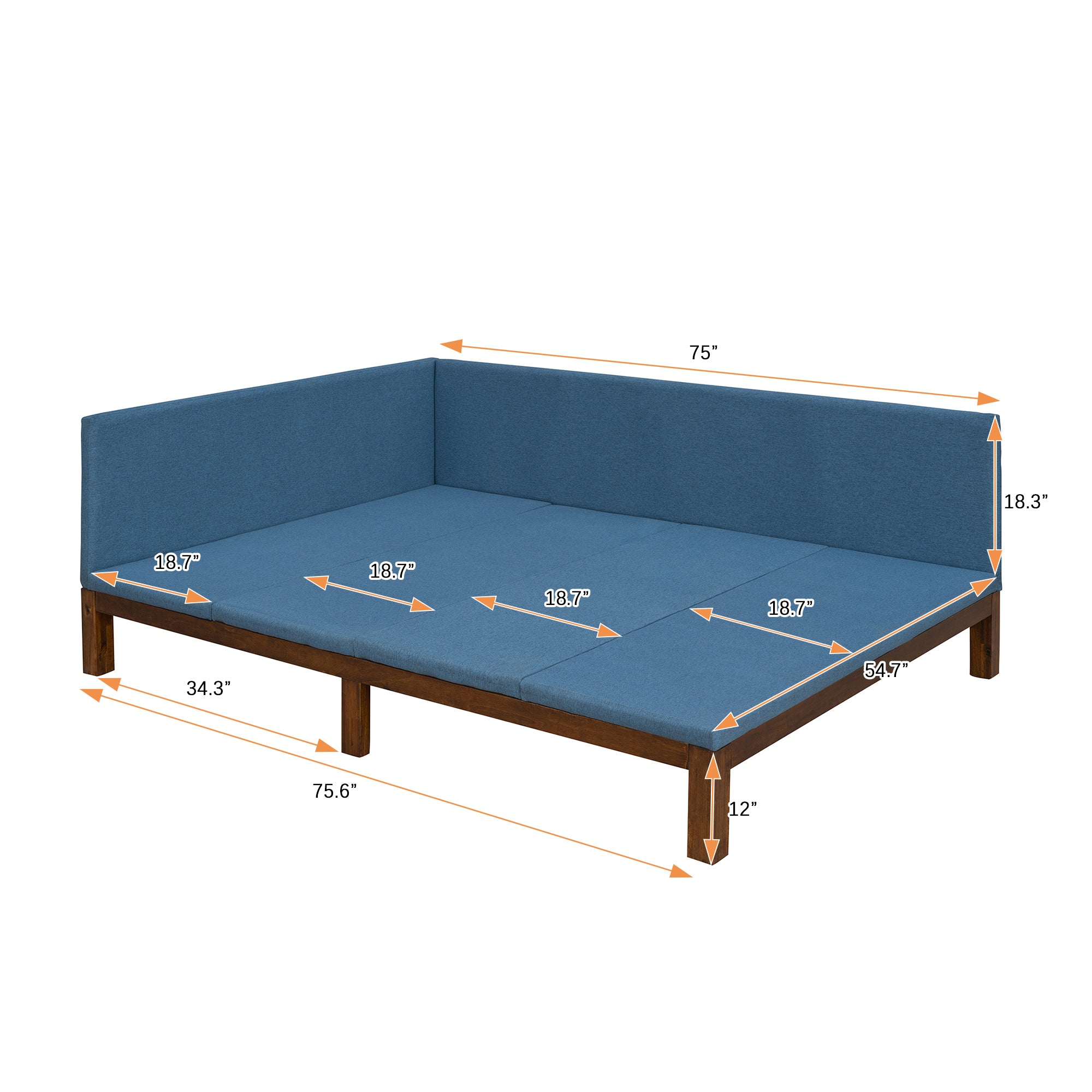 Upholstered Daybed/Sofa Bed Frame Full Size Linen-Blue - Atlantic Fine Furniture Melbourne FL