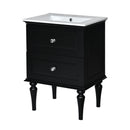Bathroom Vanity Cabinet With Ceramic Sink Combo Set, Frame Modern Bathroom Storage Cabinet With 2 Drawers - Black
