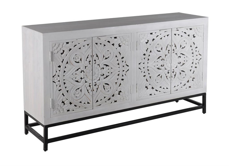 Fleur Boho Style 4 Door Credenza Cabinet