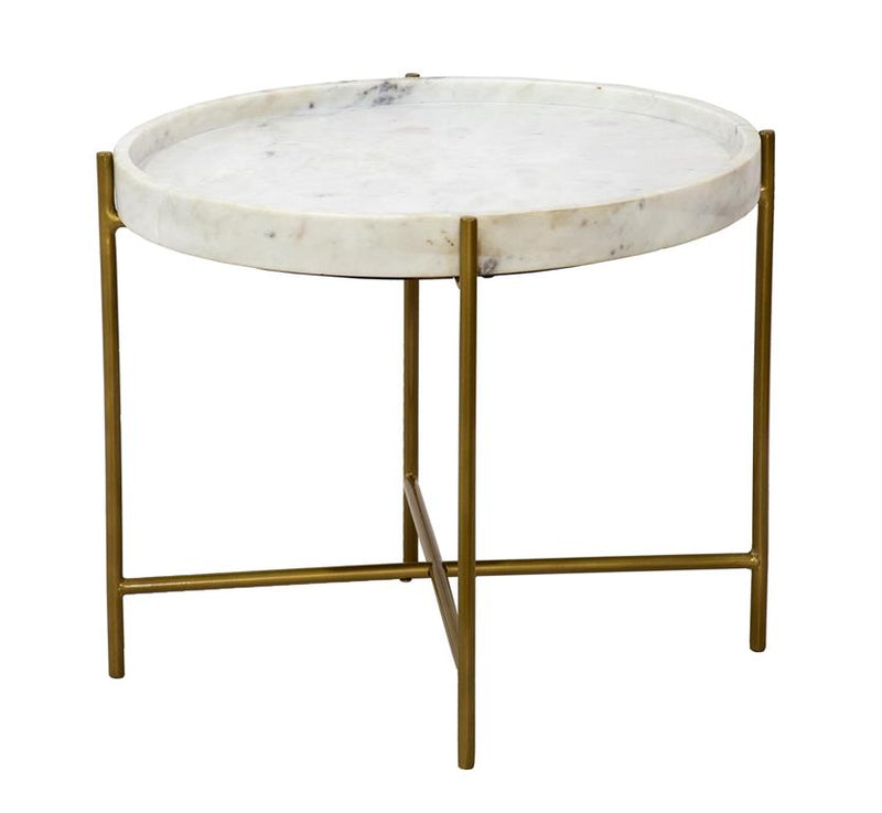 Diane Round White Accent End Table
