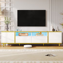 TV Stand For TVs Up To 80", Entertainment Center With 2 Shelves And LED Lights