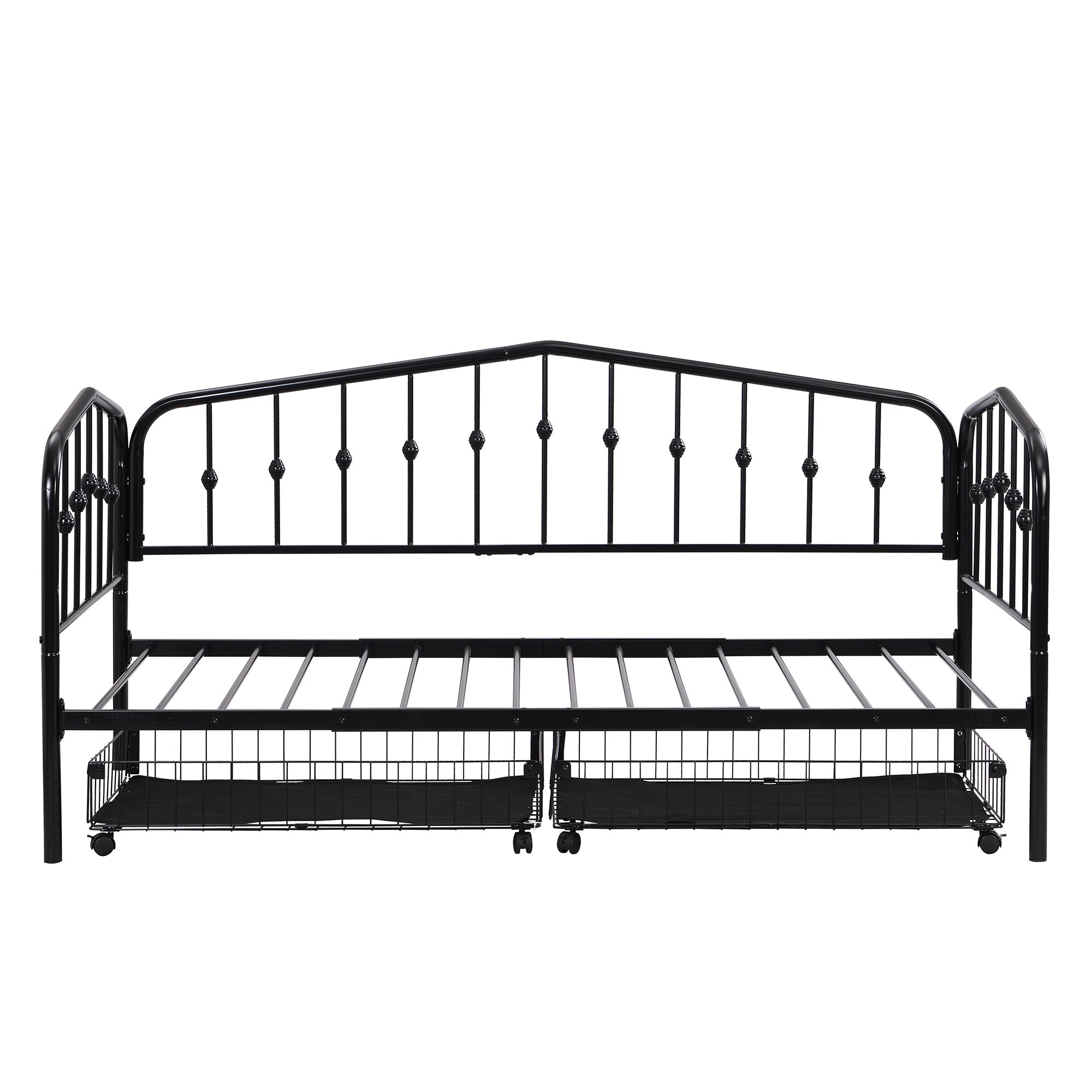 Twin Size Stylish Metal Daybed with 2 Drawers, Black