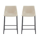 Vintage Style Armless Industrial Counter Stool With Metal Legs And Footrest For Kitchen Island, Cafe, Pub, Bar Counter (Set of 2) - Cream / Black