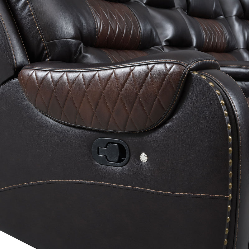 Manual Reclining Sectional Sofa Set, L Shaped Symmetrical Motion Sofa Corner Couch Sets With Storage Boxes, 4 Cup Holders And LED Light Strip For Living Room
