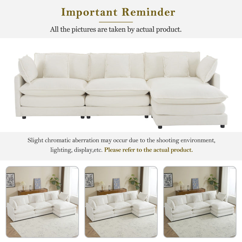 Modern Modular Sectional Sofa With Side Storage Pockets For Living Room
