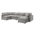 Modern Modular Cloud Sofa Bed, 6 Seat Chenille Sectional Couch Set With Ottoman, Free Combination, Convertible U Shaped Sleeper Sofa For Living Room