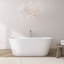 Solid Surface Soaking Freestanding Bathtub For Bathroom - Matte White