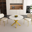 Round Dining Table With Extendable Blades, X Base
