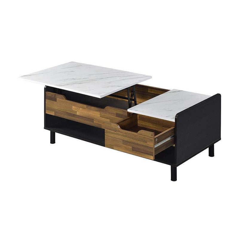 Axel - Coffee Table - Marble, Walnut & Black Finish - Atlantic Fine Furniture Inc