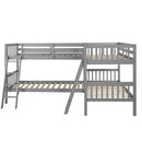 L-Shaped Bunk Bed with Ladder,Twin Size-Gray(OLD SKU :LP000020AAE)
