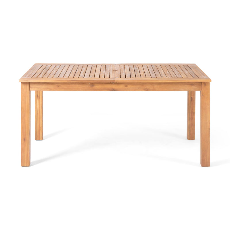 Outdoor 7 Pieces Expandable Dining Set With Umbrella Hole - Teak