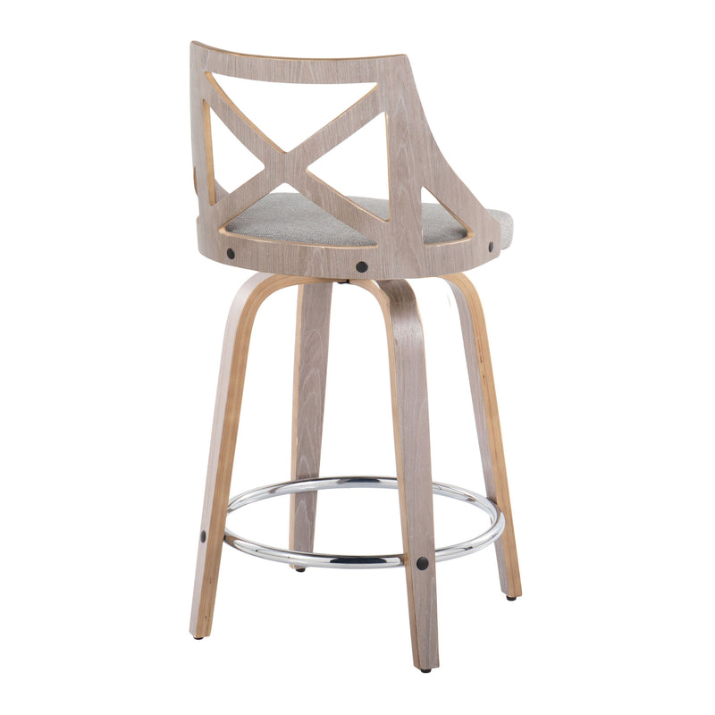 Charlotte - Farmhouse Fixed Height Counter Stool & Swivel With Round Footrest (Set of 2)