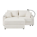 Modern Style Loveseat Sofa Sectional Sofa Couch With Storage Space, A Movable Ottoman, Two USB Ports, Two Cup Holders, A Phone Holder For Living Room