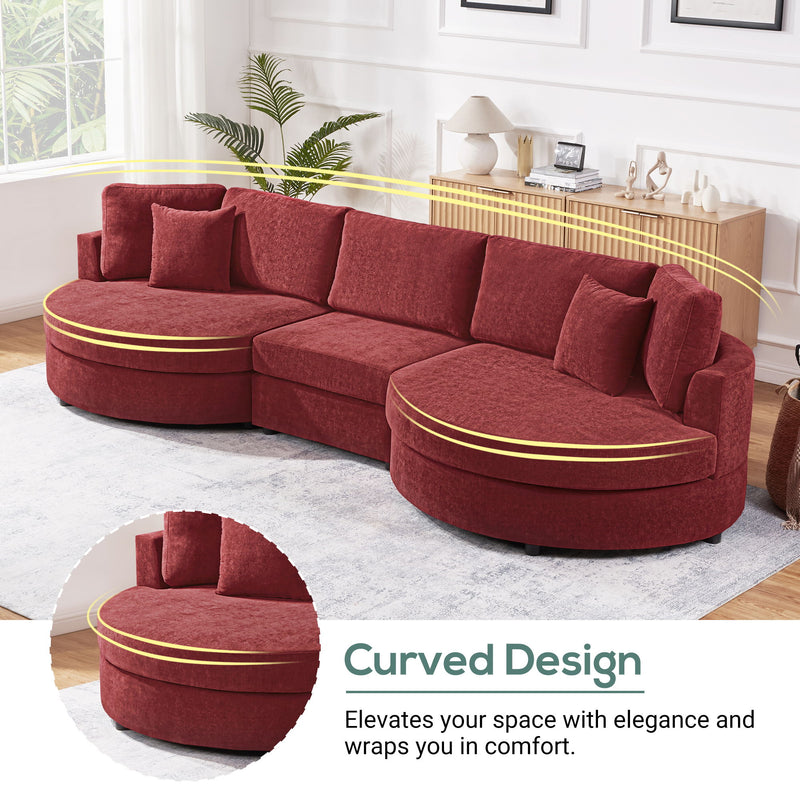 Modern 3 Seater Upholstered Sofa With Curved Design