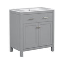 Bathroom Vanity With Ceramic Sink, Modern Single Bathroom Cabinet With 2 Doors And A Shelf, Soft Close Doors