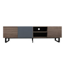 Modern TV With 3 Cabinets & Open Shelves, Color-Matching Media Console Table For Tvs Up To 80'', Entertainment Center With Drop Down Door For Living Room - Dark Brown