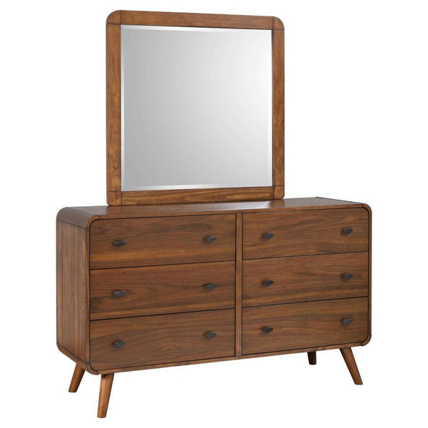Robyn - 6-Drawer Dresser With Mirror - Dark Walnut