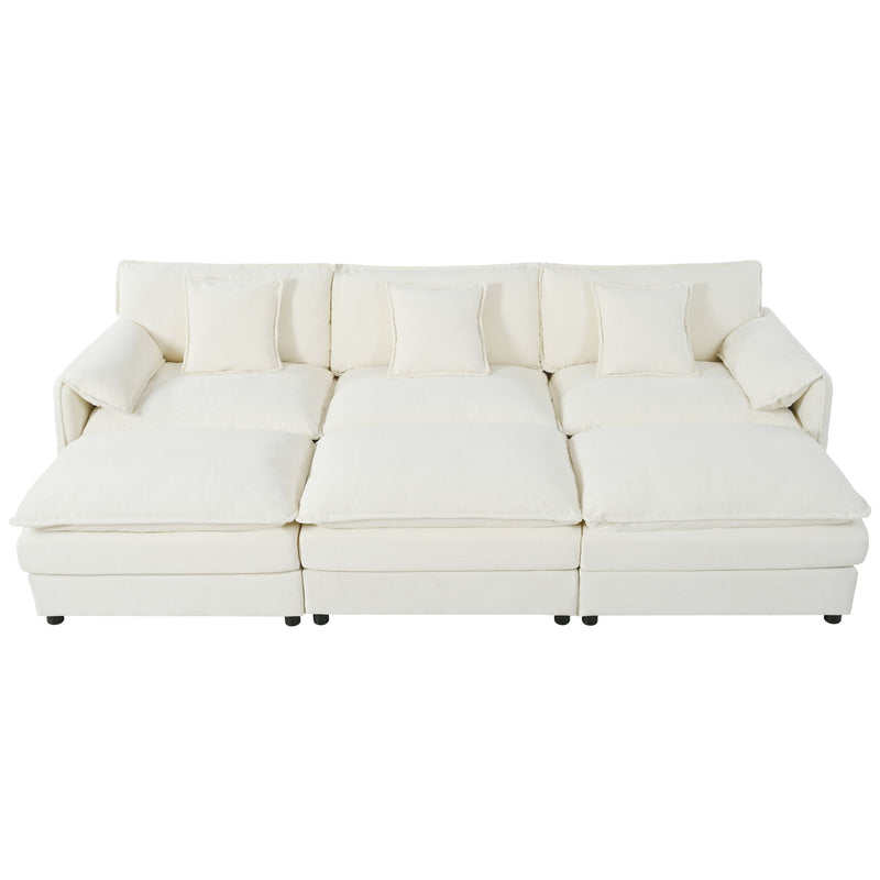 Modern Comfy Deep Seat Modular Sectional Sofa Cloud Couch With Ottoman