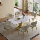 Modern Rectangular Dining Table For 6 - 8, Plated Hourglass Base