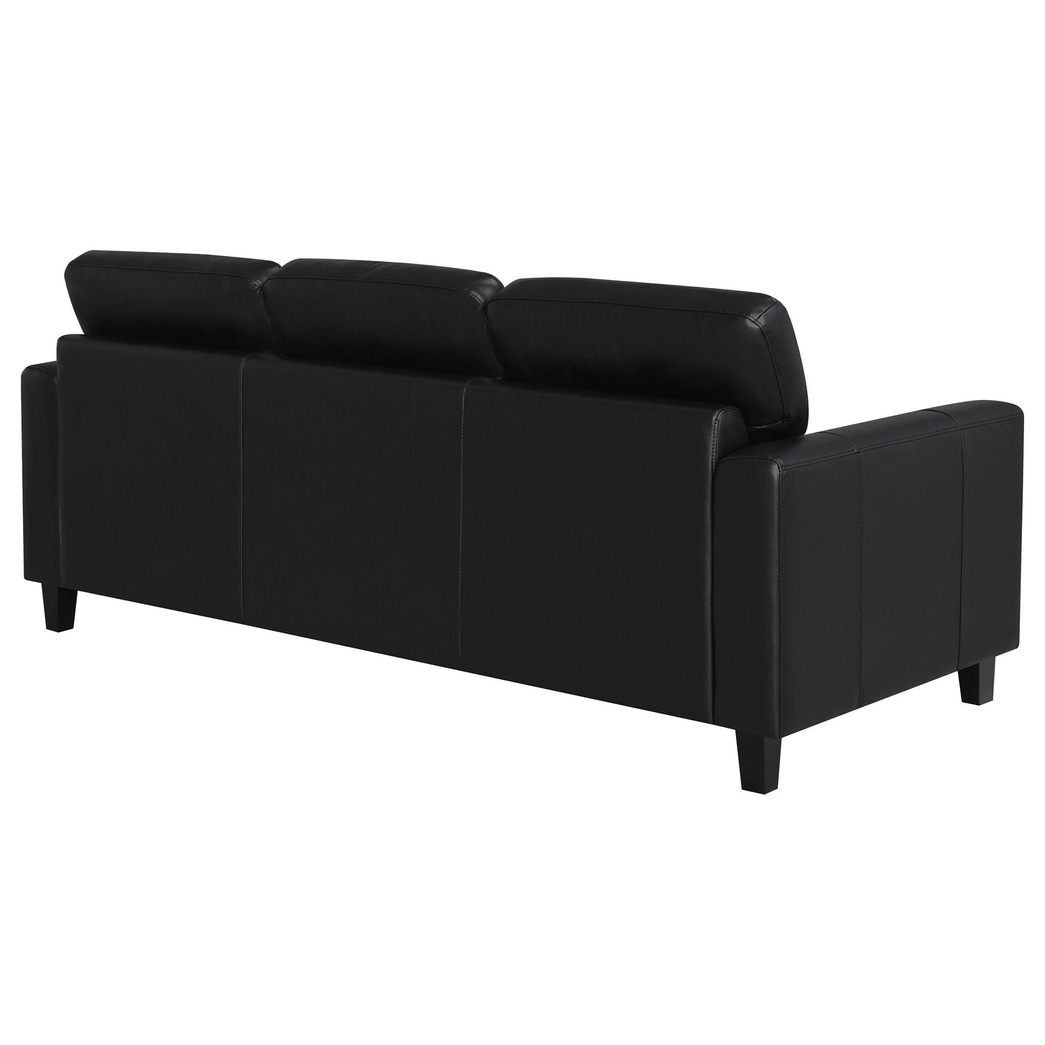 Scotland Faux Leather Upholstered Track Arm Sofa Black