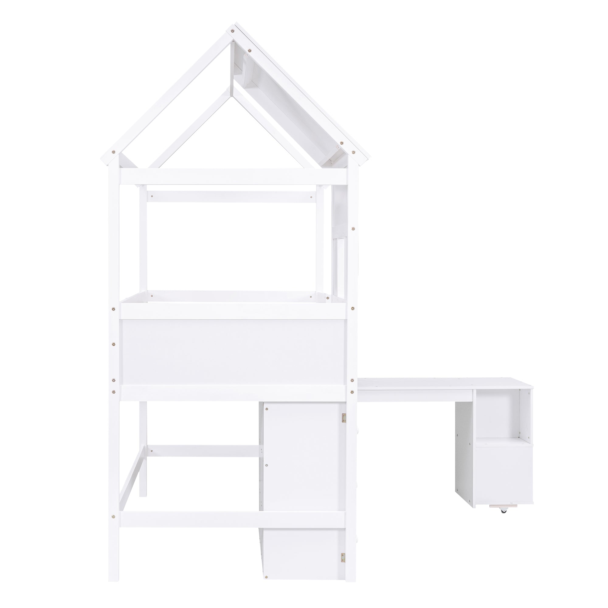 Twin Size House Loft Bed with Storage Desk and 3 Drawer Chest, White - Atlantic Fine Furniture Melbourne FL