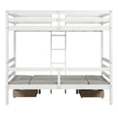 Functional Loft Bed(turn into upper bed and down desk,cushion sets are free),Twin Size,White