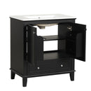 30" Bathroom Vanity With Sink Combo, Multi Functional Bathroom Cabinet With Doors And Drawer - Black