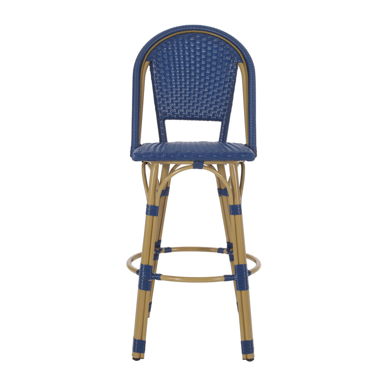 Outdoor Rattan And Aluminum French Barstools (Set of 2)