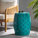 Pastrana - Metal Side Table With Lace Cut Design And Rust Resistant - Teal