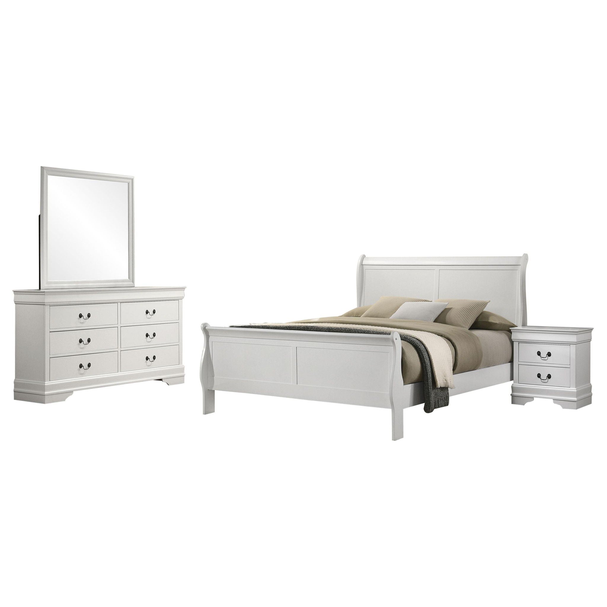 Louis Philippe 4-piece Queen Bedroom Set White